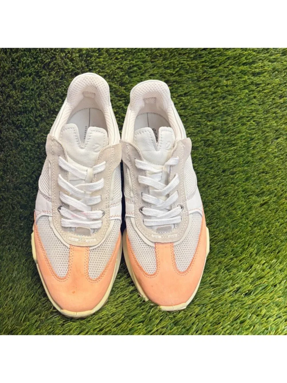 ECCO Retro Womens Size 8 Orange White Athletic Running Walking Shoes Sneakers